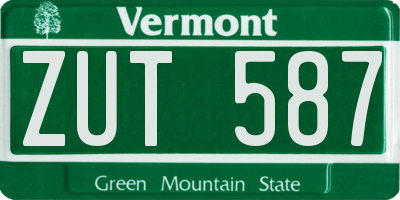 VT license plate ZUT587