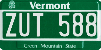 VT license plate ZUT588