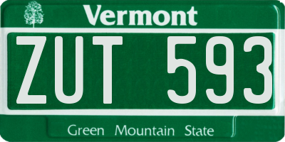 VT license plate ZUT593