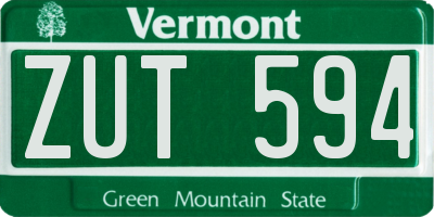 VT license plate ZUT594