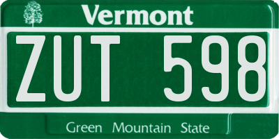 VT license plate ZUT598