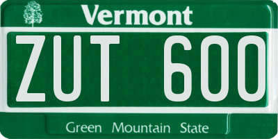 VT license plate ZUT600