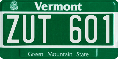 VT license plate ZUT601