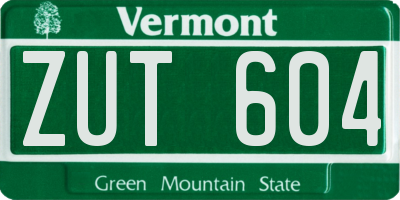 VT license plate ZUT604