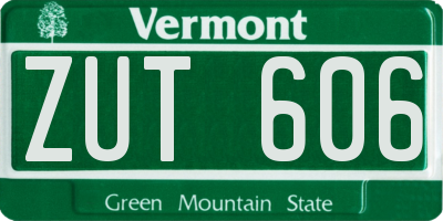 VT license plate ZUT606