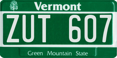 VT license plate ZUT607
