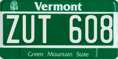 VT license plate ZUT608