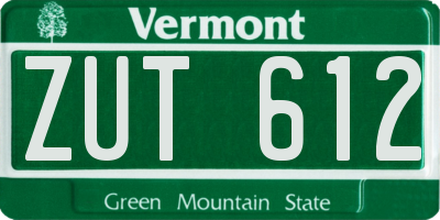VT license plate ZUT612