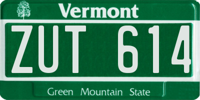 VT license plate ZUT614