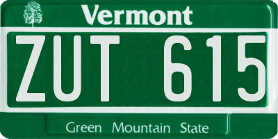 VT license plate ZUT615