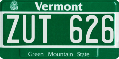 VT license plate ZUT626