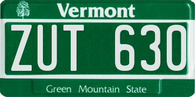 VT license plate ZUT630