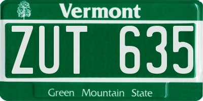 VT license plate ZUT635