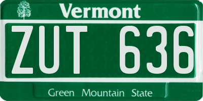 VT license plate ZUT636
