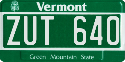 VT license plate ZUT640