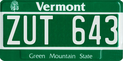 VT license plate ZUT643