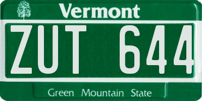 VT license plate ZUT644