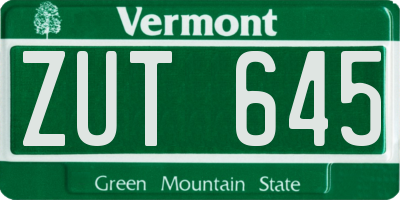 VT license plate ZUT645