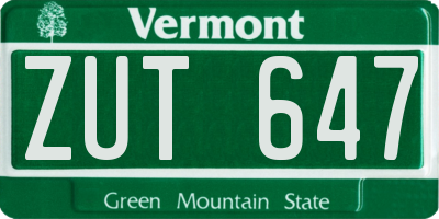 VT license plate ZUT647