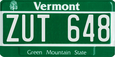 VT license plate ZUT648