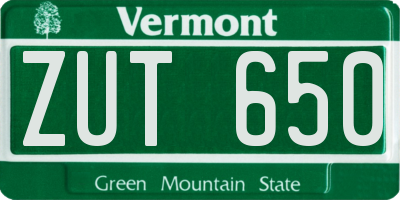 VT license plate ZUT650