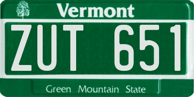 VT license plate ZUT651