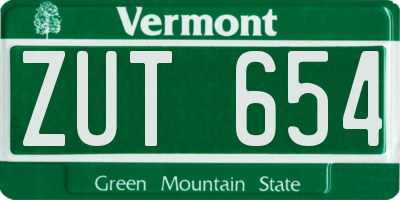 VT license plate ZUT654