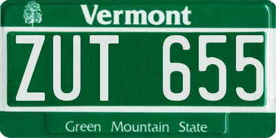 VT license plate ZUT655