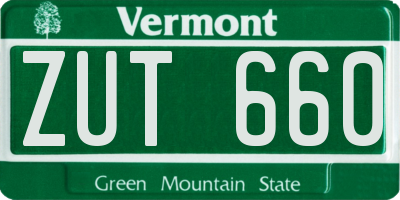 VT license plate ZUT660