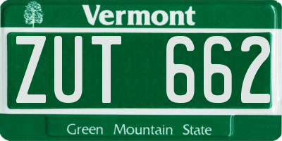 VT license plate ZUT662