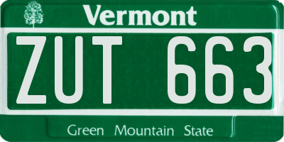 VT license plate ZUT663