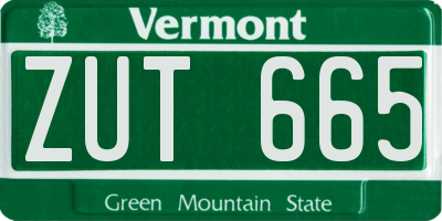 VT license plate ZUT665