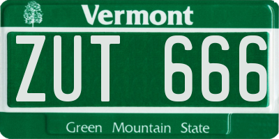 VT license plate ZUT666