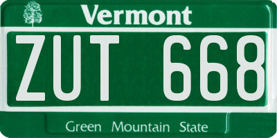 VT license plate ZUT668