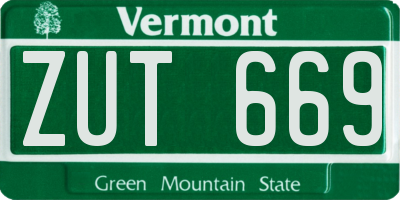 VT license plate ZUT669