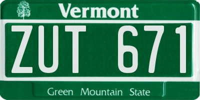 VT license plate ZUT671