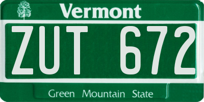 VT license plate ZUT672