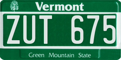 VT license plate ZUT675