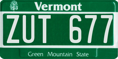 VT license plate ZUT677