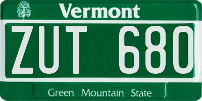VT license plate ZUT680