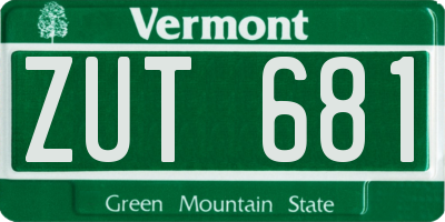 VT license plate ZUT681