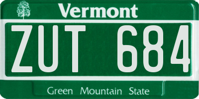 VT license plate ZUT684