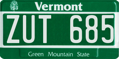 VT license plate ZUT685