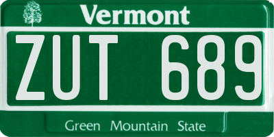 VT license plate ZUT689