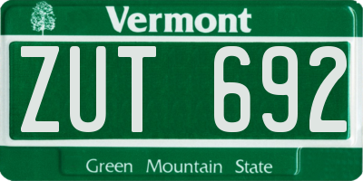 VT license plate ZUT692