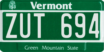 VT license plate ZUT694