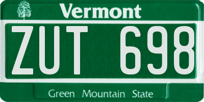 VT license plate ZUT698