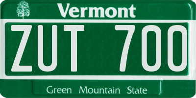 VT license plate ZUT700