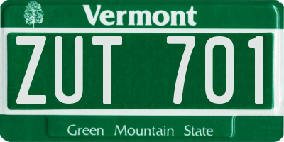 VT license plate ZUT701