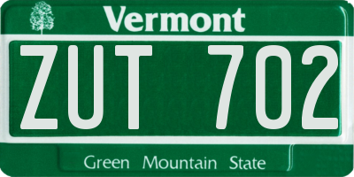 VT license plate ZUT702